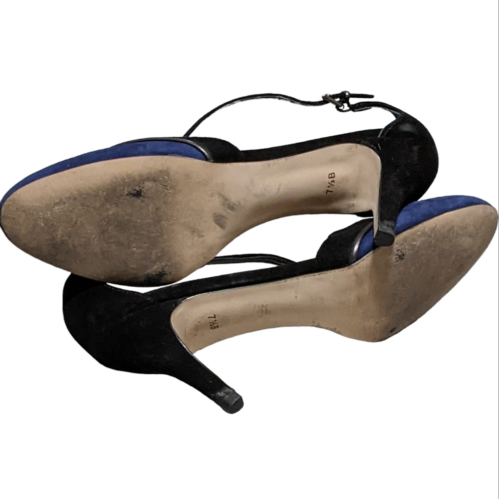 Talbots criss cross strappy 2 color heels pumps blue black size 7.5B - Picture 6 of 11